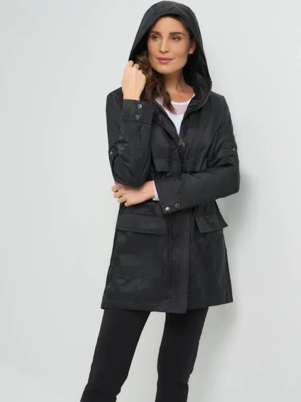 Anatomie Ramona Windbreaker Jacket Womens XS Pockets Zip Luxury Travel Black - Picture 2 of 15